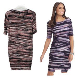 Brandy Asymmetrical Bodycon Striped/Painted Dress Size 10